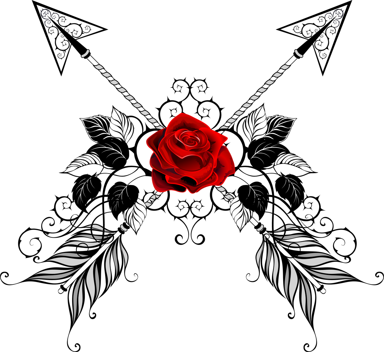 Black Arrows with Red Roses