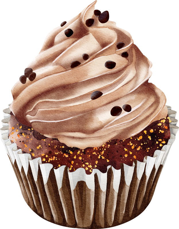 Watercolor of Chocolate Cupcake