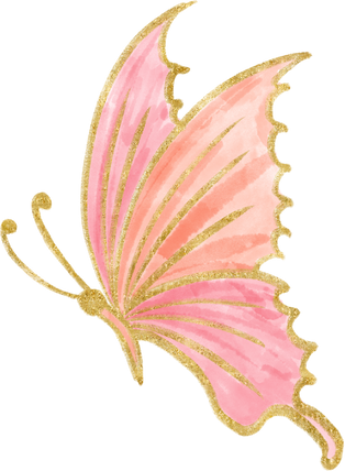 Pink Watercolor and Gold Glitter Butterfly