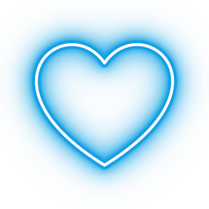 Neon blue love heart icon