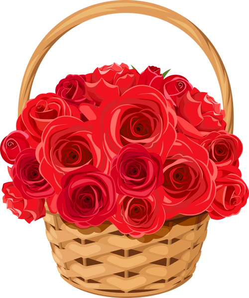 Basket with red roses