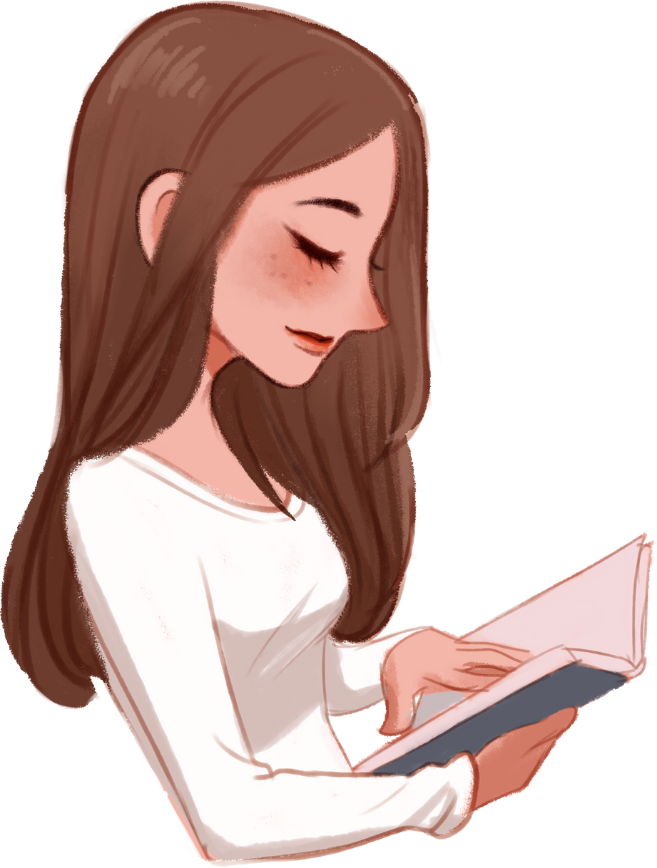 Girl Reading Book Illustration