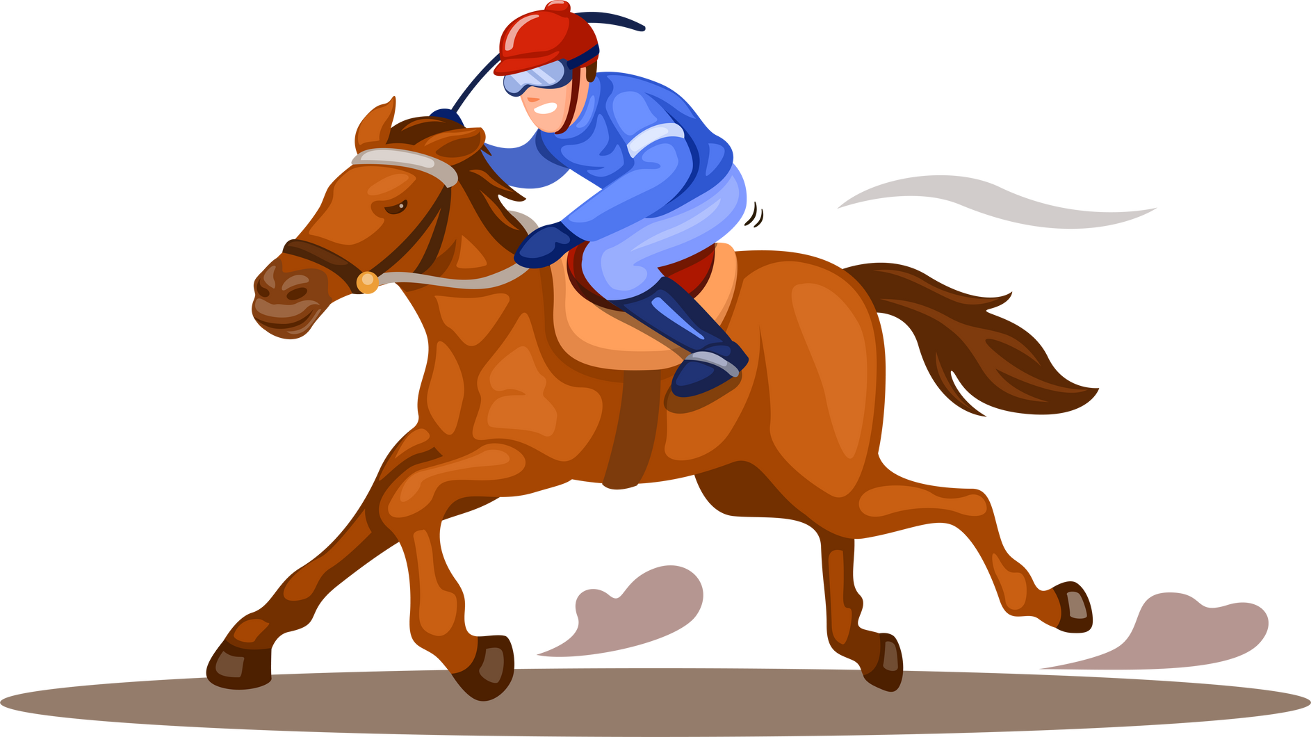 Jockey riding horse in horse race competition sport illustration