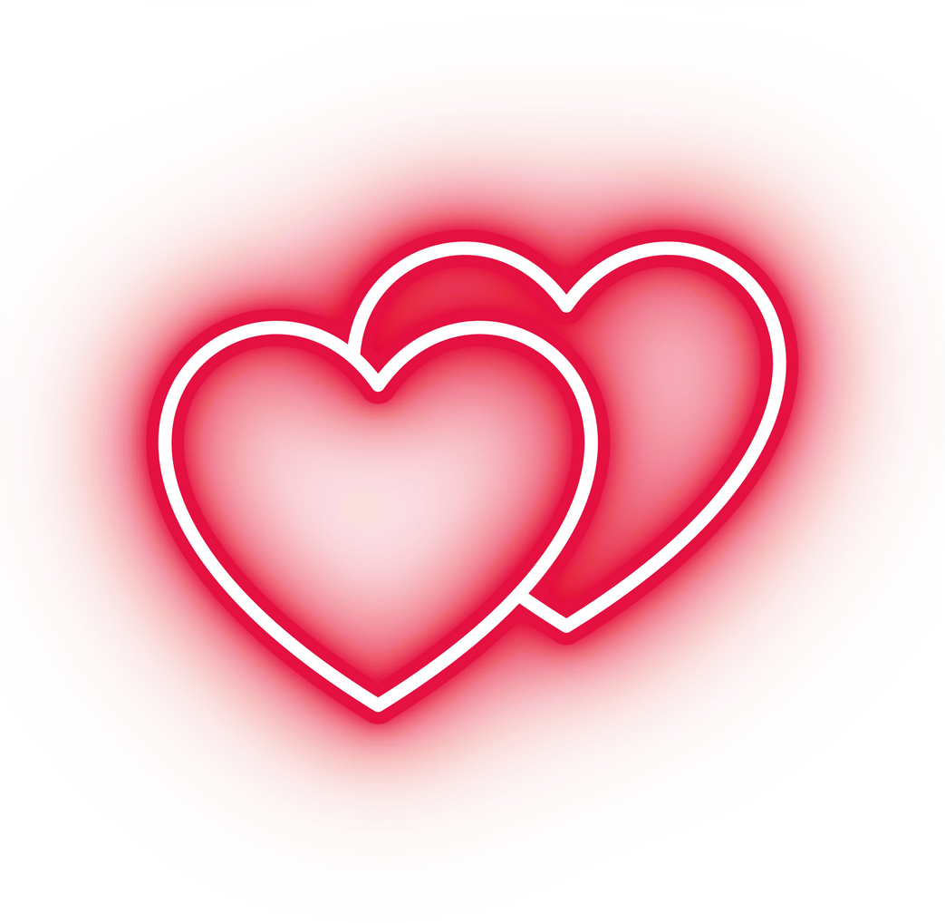 Neon red love hearts icon